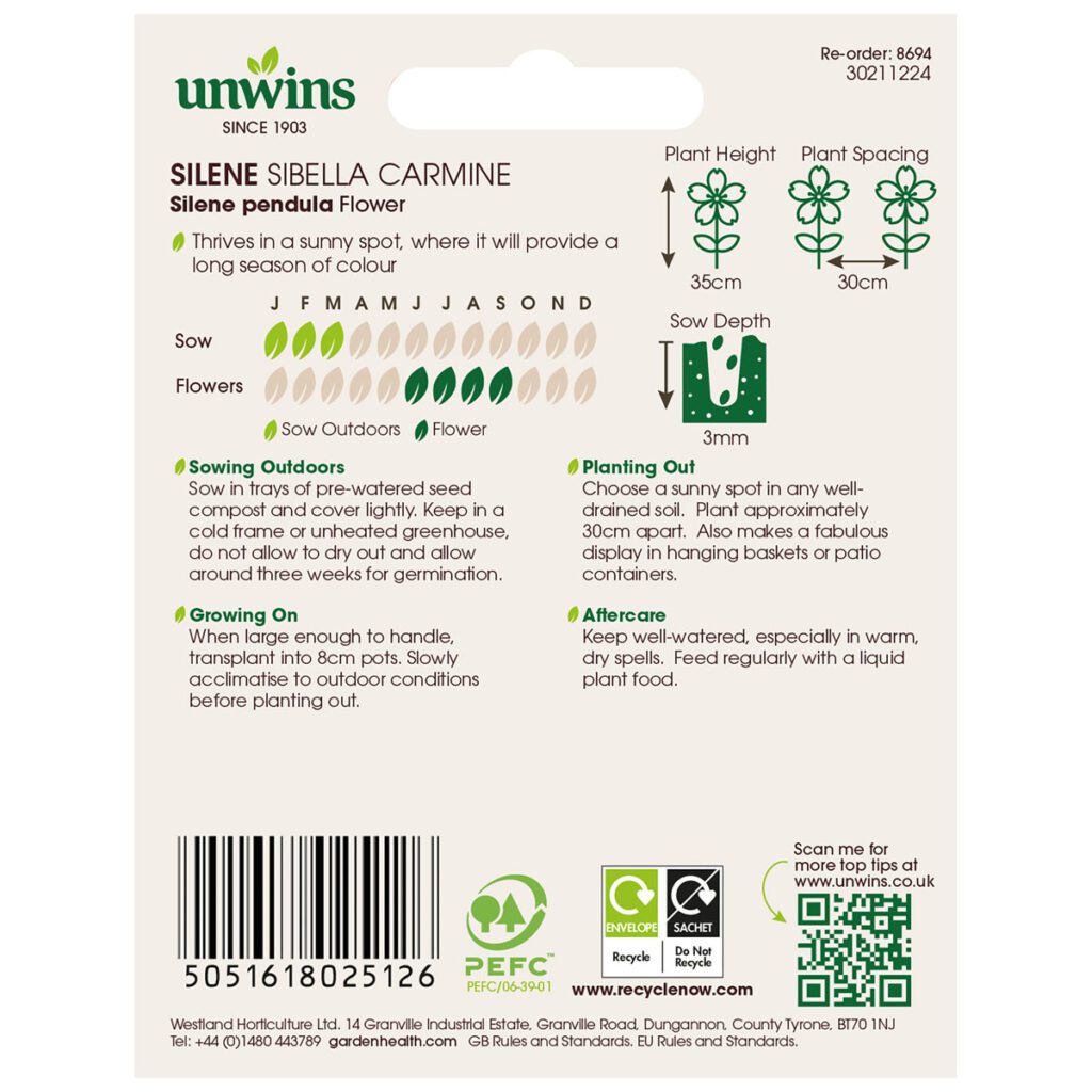 Unwins Silene Sibella Carmine Seeds 5051618025126 2